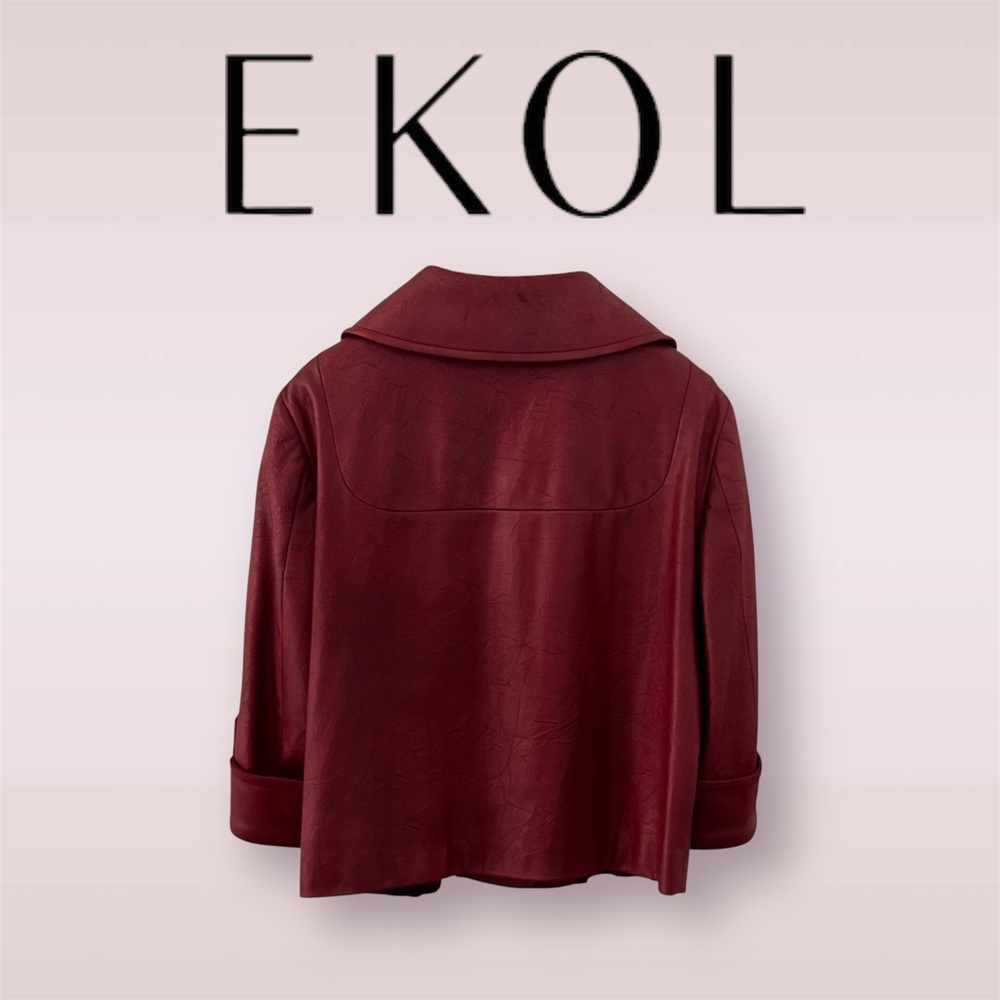 🛍️SALE🛍️ EKOL Women's Faux Leather Textured Hip-length Style Jacket - Picture 3 of 10